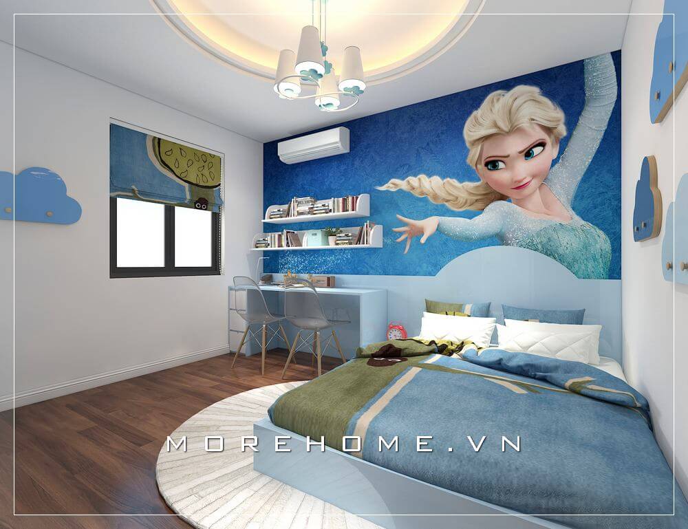 Thiết kế phòng ngủ màu xanh